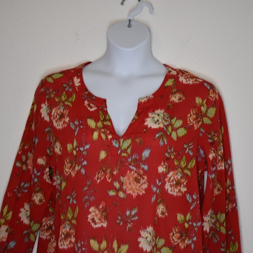 Pendleton Floral Blouse Sz XL 100% Cotton Peasant Cottagecore Whimsygoth - Picture 2 of 15